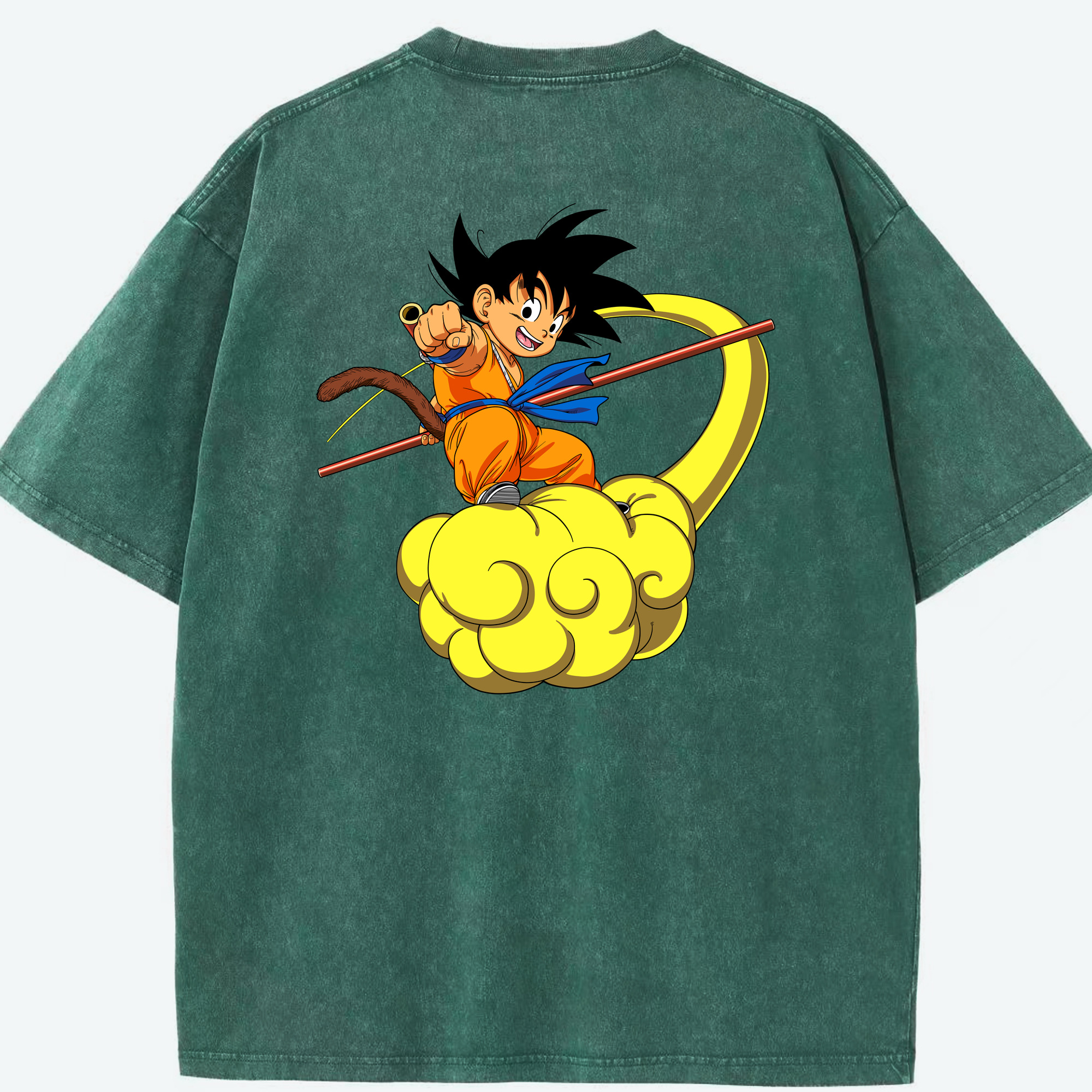 （画像用） ドラゴンボール 孫悟空（そん ごくう）Son Goku カカロット DRAGON BALL Kakarotto 綿100% ヴィンテージ風 半袖Tシャツ（背面プリント）